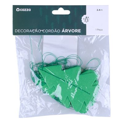Cordão Decoração de Natal Árvore Papel Cazza Verde