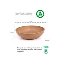 Tigela Cumbuca Saladeira Pote Bowl ECO Marrom Cerejeira 2,4L