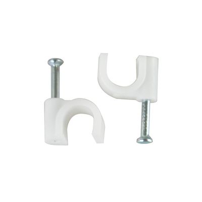 Fixa Fio EVUS RG6 8MM Branco com Prego ACO Pacote com 100 C-105