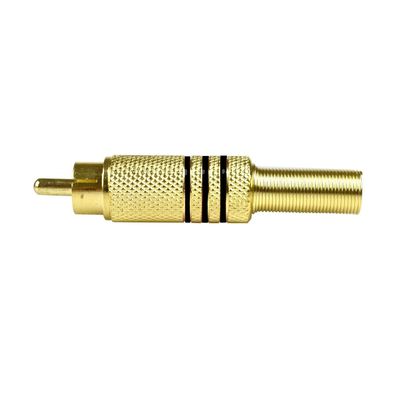 Plug RCA GOLD EVUS com Mola Listras Pretas Macho C-072