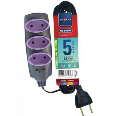 Extensao Tripla PL 2 X 0,75MM 5 Metros NO SHOCK Daneva