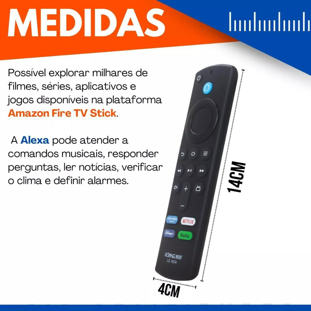 Controle Remoto Para Amazon Fire Stick Lite 4k Com Botão de Comando De Voz