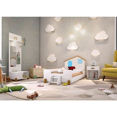 Cama Infantil Casinha Branco Mel E Azul