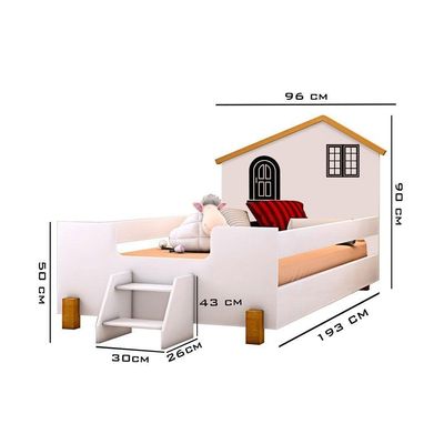Cama Solteiro Casinha Branco Mel E Preto