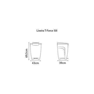Lixeira Tramontina T-force 50 L Cinza Tramontina