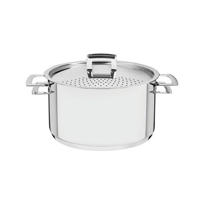 Espagueteira Tramontina Brava Em Aço Inox Com Fundo Triplo Tampa E Alças 24 Cm 6,1 L Tramontina