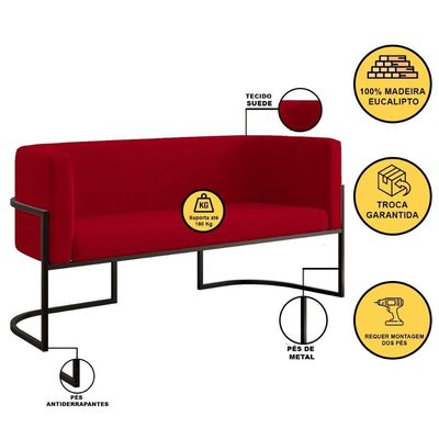 Kit Sofá 2 Lugares + 2 Poltronas Para Recepção Balaqui Vermelho