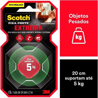Fita Dupla Face Fixa Extrema Forte 25mmx2m Scotch 3m