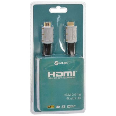 Cabo Hdmi 2.0 4K Ultra Hd 3D Conexao Ethernet Flat Com Conector Desmontavel 5 Metros - H20Fl-5