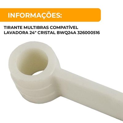Tirante Lavadora Brastemp 24 Cristal Branco 326000516 4 Unidades