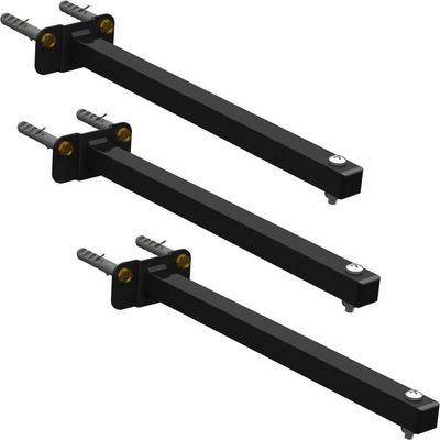 03 Suportes Refletor Base Reta Braço 70 Cm 3 Cjts - Preto