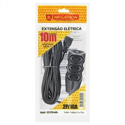 Extensao Cabo Pl 2x0,75 10 Metros Preta 104