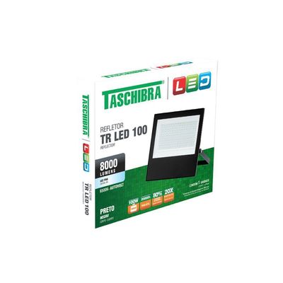 Refletor Tr Led 100w Preto - Taschibra 6500k (branca)