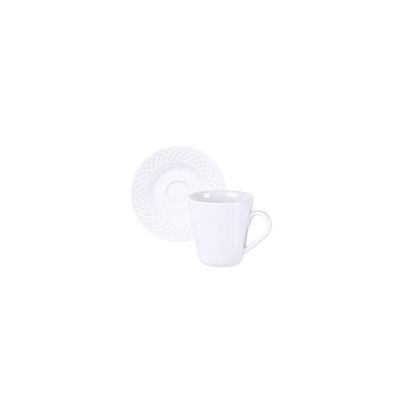 Conjunto Xícara E Pires De Café Tramontina Ingrid Em Porcelana Decorada 70 Ml 2 Peças