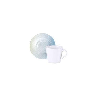 Conjunto Xícara E Pires De Chá Tramontina Polaris Em Porcelana Decorada, 185 Ml 2 Peças