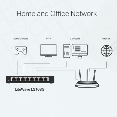 Switch 08 Portas Tp-Link Ls108G Gigabit 10/100/1000Mbps