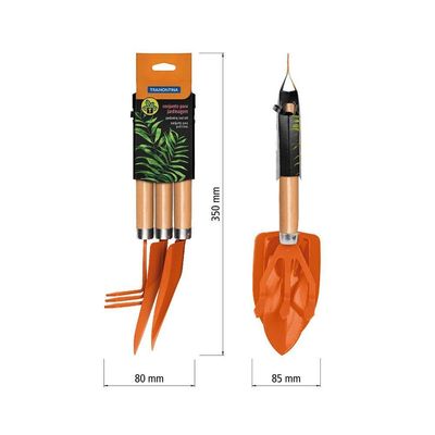 Jogo Para Jardinagem Tramontina Peças Metalicas Com Cabo De Madeira 3 Peças