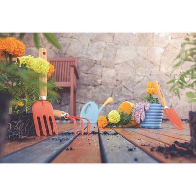 Jogo Para Jardinagem Tramontina Peças Metalicas Com Cabo De Madeira 3 Peças
