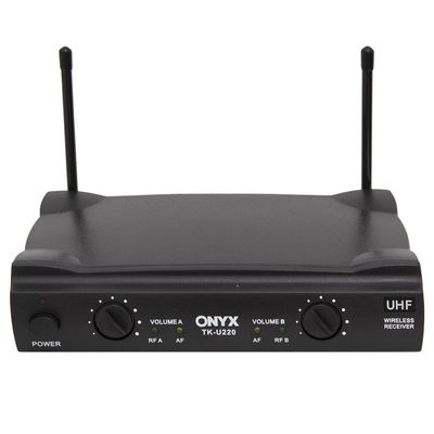 Kit Microfone sem Fio Duplo TK U220 UHF com 2 Suportes B18A e Espuma Onyx