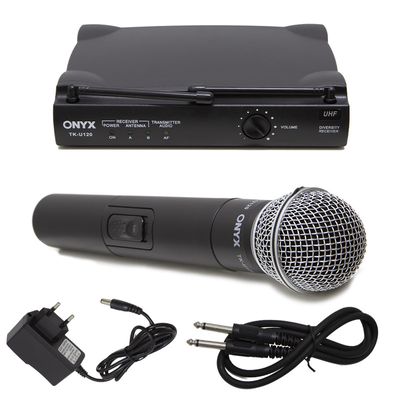 Kit Microfone sem Fio TK U120 UHF com Suporte B18A e Espuma Onyx