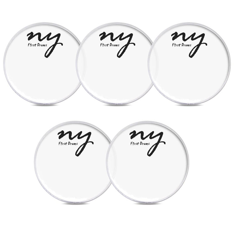 Kit 5 Peles Clear Transparentes para Bateria 20" New York