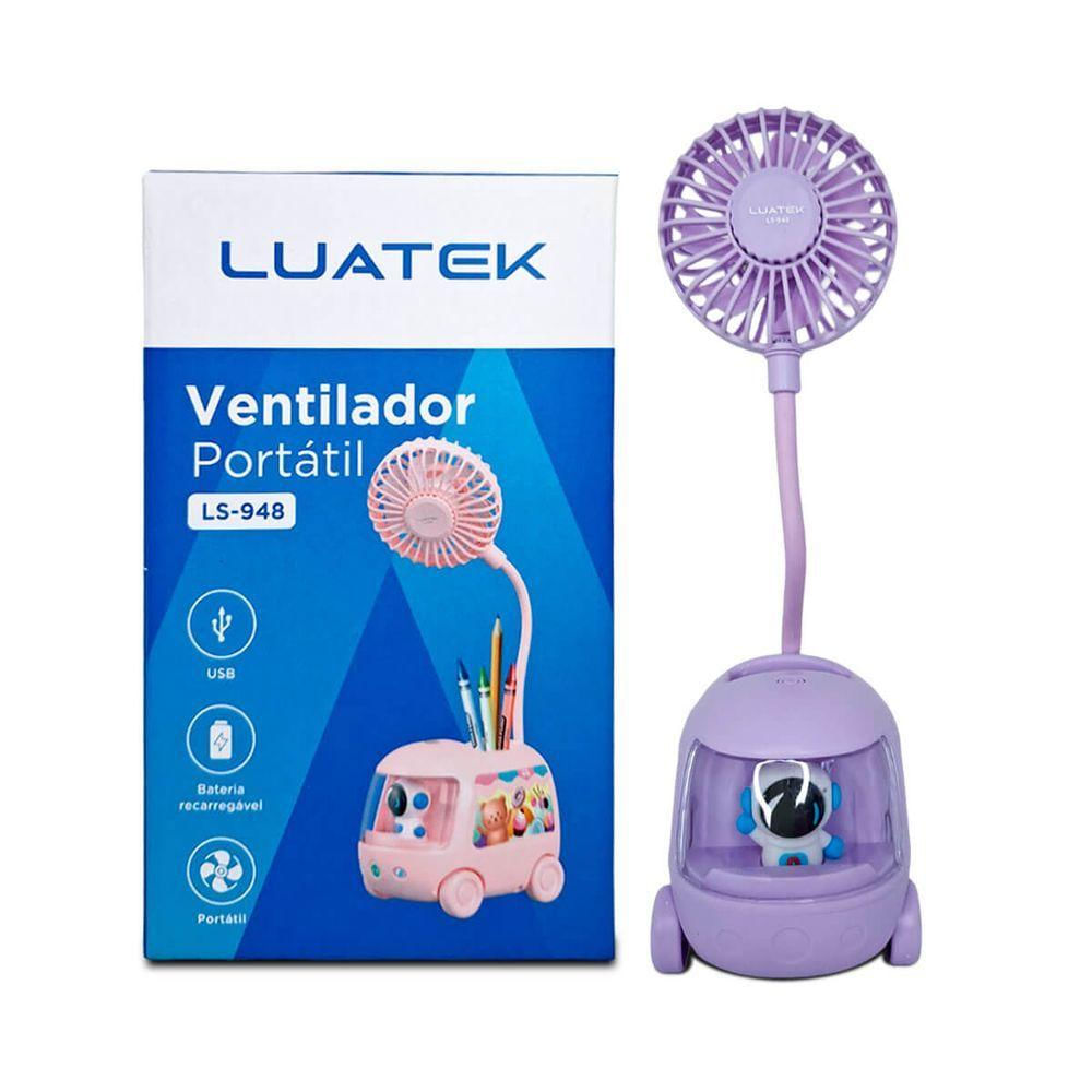 Ventilador De Mesa Porta Lápis Recarregável Luatek