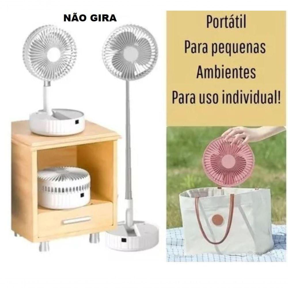Ventilador Portátil Silencioso Dobrável Retrátil Com Bateria Aro 20 Cm Bm-f917