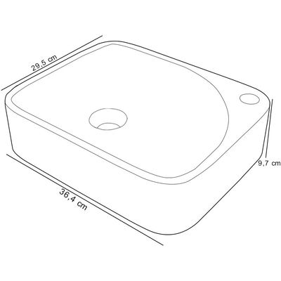 Cuba de Apoio Retangular Para Banheiro Lavabo Cross C01 RO36W Preto - Lyam