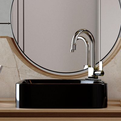 Cuba de Apoio Retangular Para Banheiro Lavabo Cross C01 RO36W Preto - Lyam