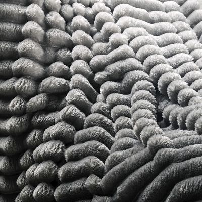 Coordenado Cobre Leito e Cobertor Fluflu Queen Ultrasoft Alto Relevo Dupla Face - Cinza