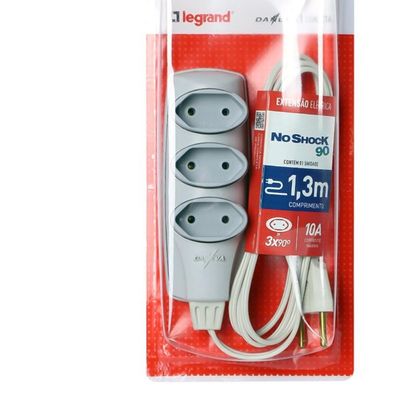 Extensao Noshock 90 PL 2X0,75 2P 10A Cinza 1,3 Metros DN1903