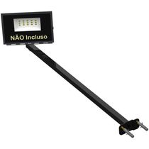 06 Suportes Refletor Base Reta Braço 70 Cm 6 Cjts - Preto