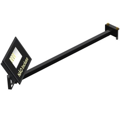 Suporte Refletor Fachada Banner Braço 60 Cm Preto
