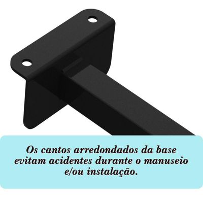 Suporte Refletor Fachada Banner Braço 60 Cm Preto