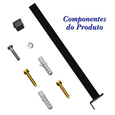 Suporte Refletor Fachada Banner Braço 60 Cm Preto