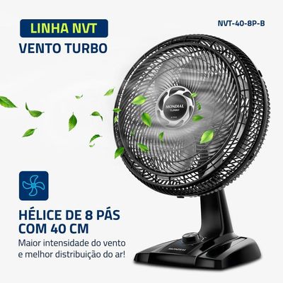 Ventilador De Mesa 40cm Turbo Nvt-40-8p-b 127V