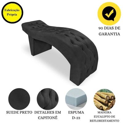 Maca Estofada Capitonê Clínica Salão Estética Suede Eduarda preto