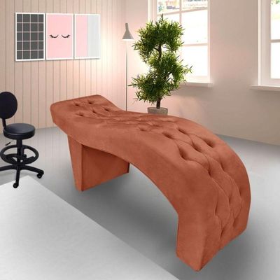 Maca Estofada Capitonê Clínica Salão Estética Suede Eduarda cobre