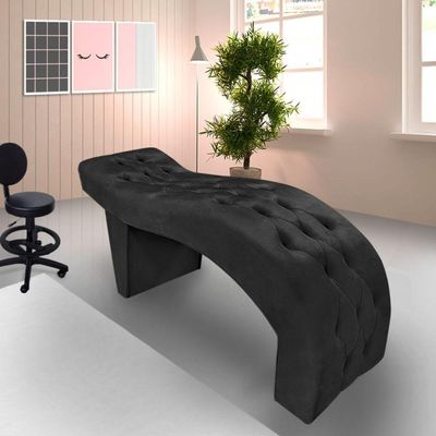 Maca Estofada Capitonê Clínica Salão Estética Suede Eduarda preto