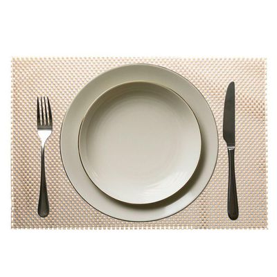 Jogo 2 Lugar Americano Retangular Mesa Pvc Antiderrapante Flex Bege 45x30cm Lyor