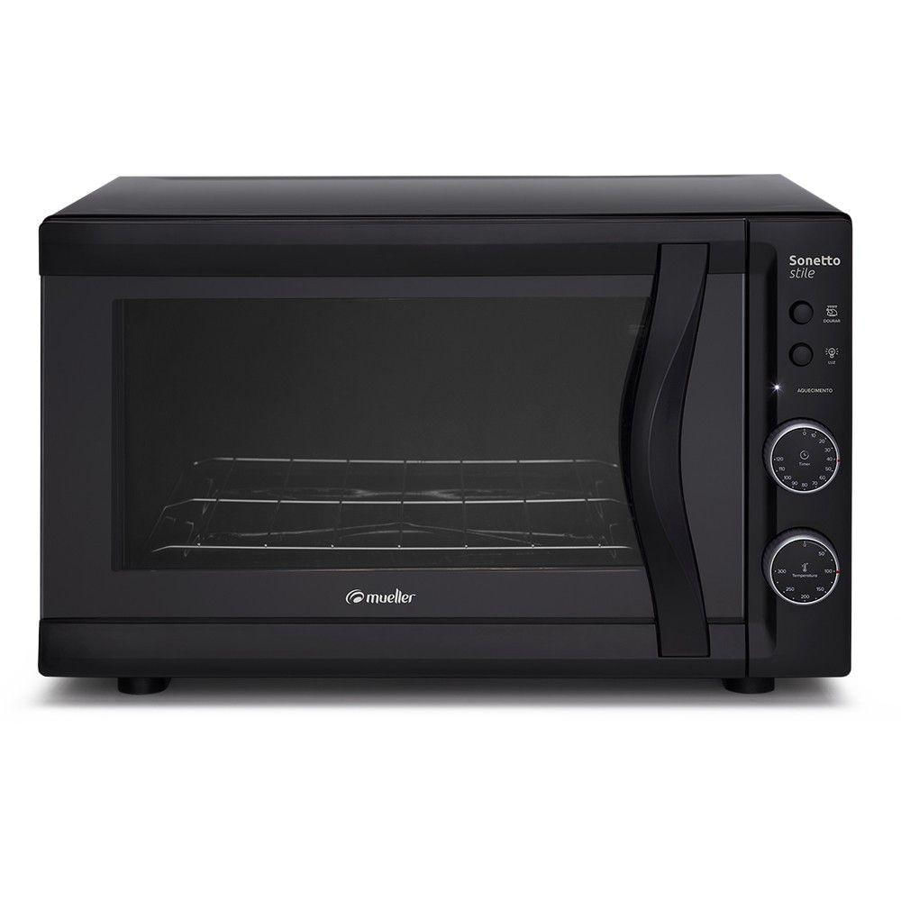 Forno Elétrico Sonetto 44 Litros Grill E Luz Interna Mueller Preto Fosco 220v