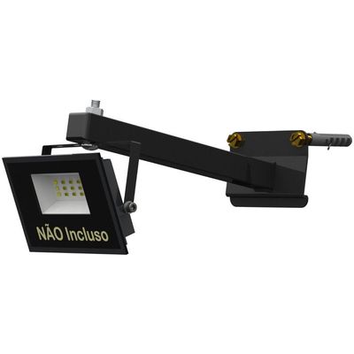 Suporte Refletor Parede Braço Inclinado 20 Cm - Preto