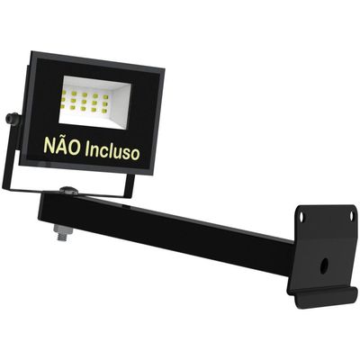 Suporte Refletor Parede Braço Inclinado 20 Cm - Preto
