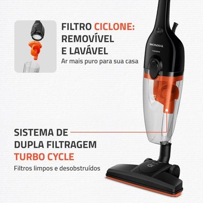 Aspirador De Pó Turbo Cycle  Mondial Preto/laranja 60hz 1500W Ap-40-b 127V