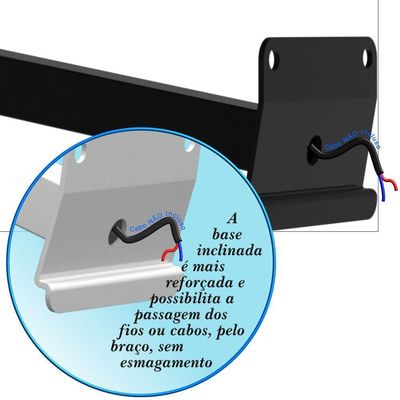 08 Suportes Refletor Base Inclinada Braço 100 Cm 08 Cj - Preto