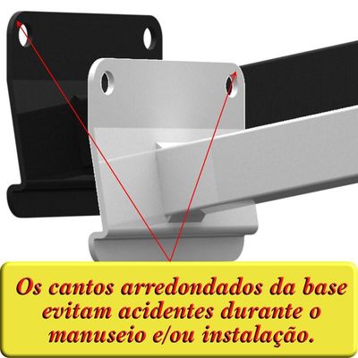 08 Suportes Refletor Base Inclinada Braço 100 Cm 08 Cj - Preto