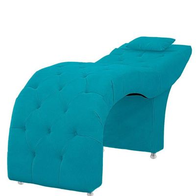 Maca Estofada Capitone Julia Para Estetica Facial Sombrancelha E Cilios Suede Cor Azul Claro