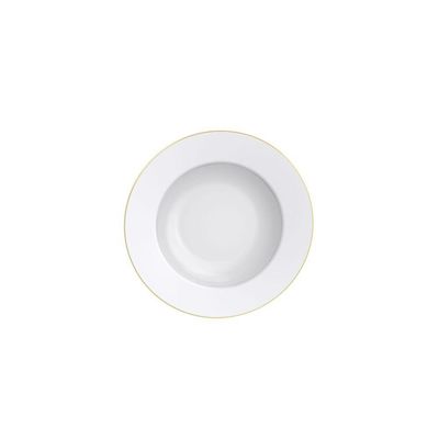 Prato Fundo Filetado Tramontina Elisa Em Porcelana Com Borda Dourada 23 Cm