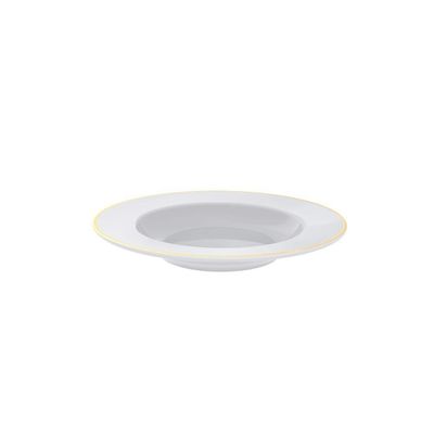 Prato Fundo Filetado Tramontina Elisa Em Porcelana Com Borda Dourada 23 Cm