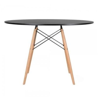 Conjunto De Mesa Redonda Eames 100cm Preto + 6 Cadeiras Eiffel Dsw Branco